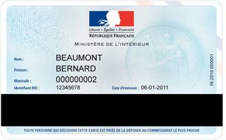 Carte d'agent ministériel, verso